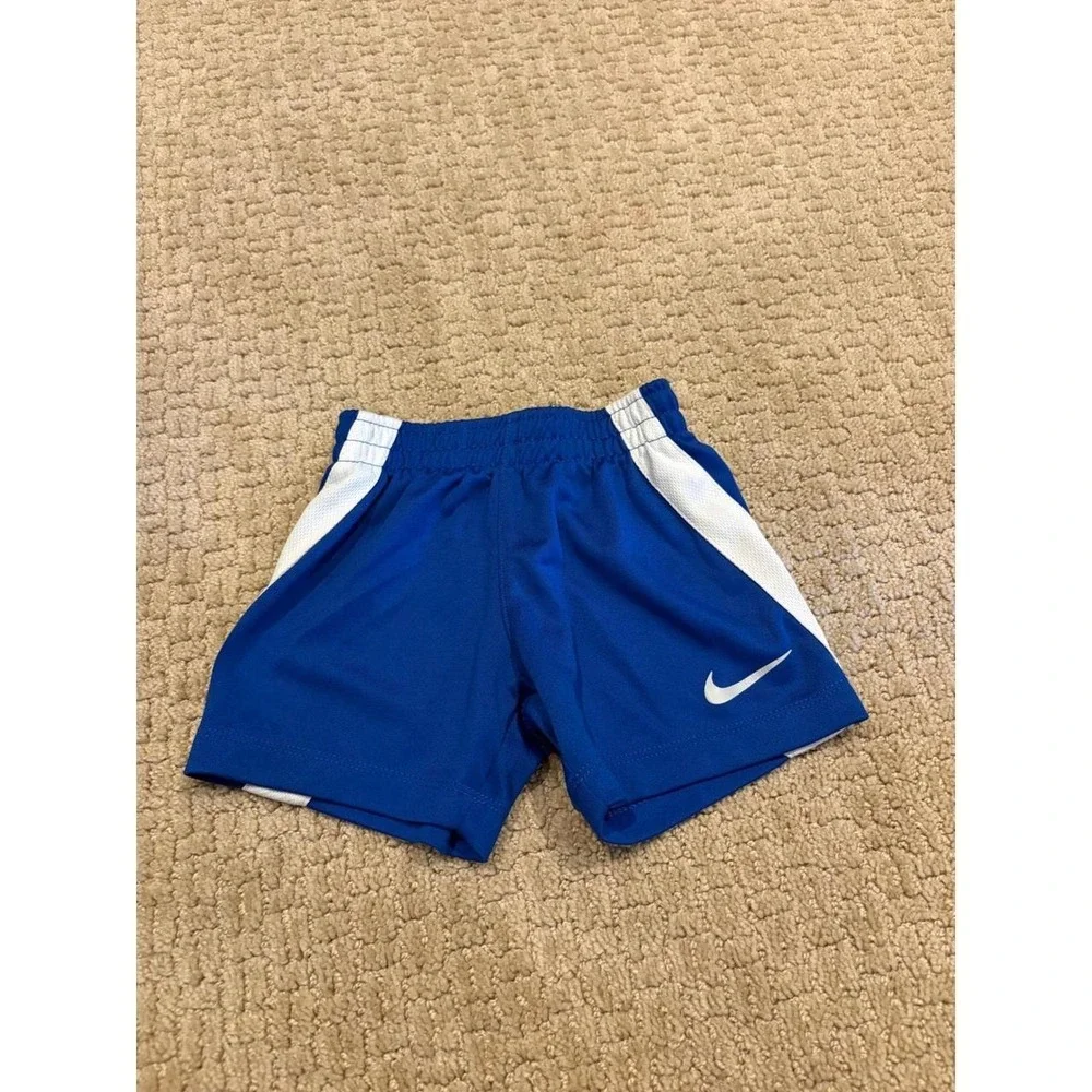 Nike Boys Royal Blue White Mesh Side Stripe Athletic Shorts 18M Toddler